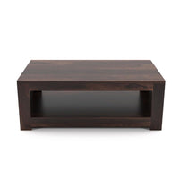 Solid Sheesham Wood Rectangle Centre Table, Coffee Table for Living Room, Wooden Sofa Center Table with Shelf Storage for Home & Office | Rosewood