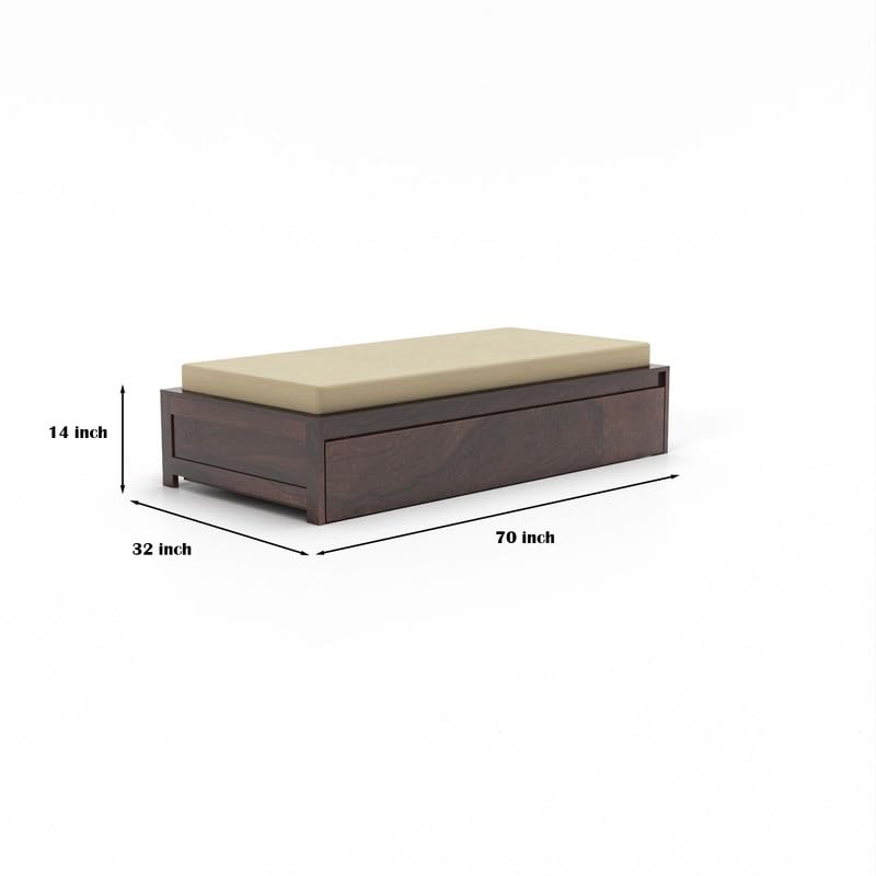 Solid Sheesham Wood Diwan Cum Bed With Storage, 3 Seater Sofa Cum Couch, Divan Cot For Home Hall Divan Bed For Living Room, With Mattress And Without Pillow