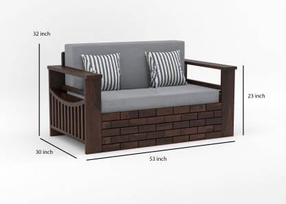 Solid Sheesham Wood 2 Seater Sofa Cum Bed with Side Pockets Storage for Home Living Room Wooden Sofa Cum Bed