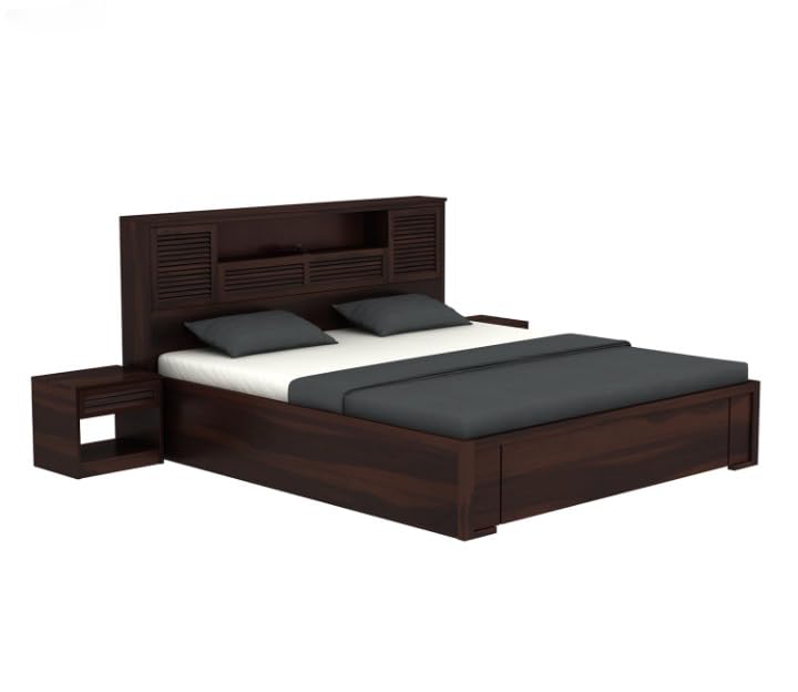 Solid sheesham Wood Wooden Queen Size Bed for Bedroom | Double cot Bed with Box & headboard Storage The Perfect Bed for The Modern Home