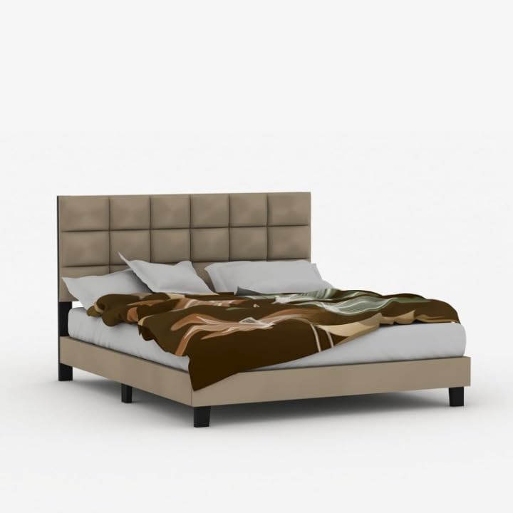 Engineeredwood Modern Upholstered Queen Size Bed for Bedroom | Upholestery Premium Fabric Cot for Home- 6.5 X 5 Ft Bed (Candler, Queen)