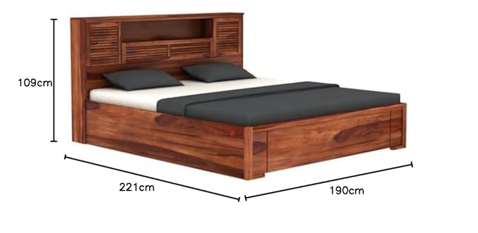 Solid sheesham Wood Wooden King Size Bed for Bedroom | Double cot Bed with Box & headboard Storage The Perfect Bed for The Modern Home