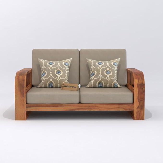 Solid Sheesham Wood Sofa Set, 2 Seater Sofa Set for Living Room, Curve Sofa Set, Solid Wood Sofa Set