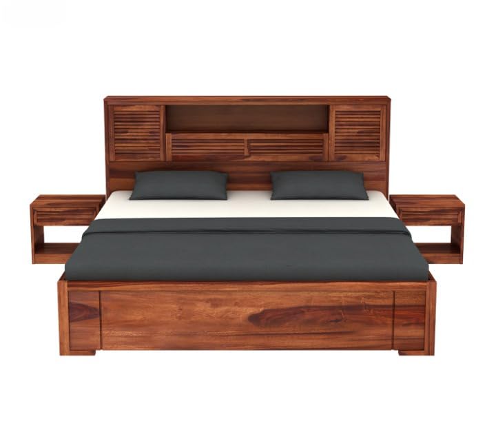 Solid sheesham Wood Wooden King Size Bed for Bedroom | Double cot Bed with Box & headboard Storage The Perfect Bed for The Modern Home