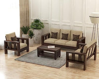 Solid Sheesham Wooden 6 Seater Sofa Set for Living Room Furniture