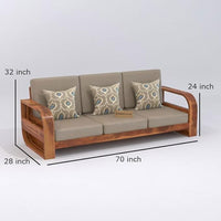 Solid Sheesham Wood Sofa Set, 3 Seater Sofa Set for Living Room, Curve Sofa Set, Solid Wood Sofa Set