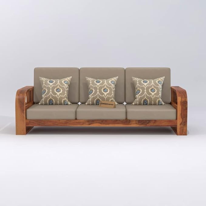 Solid Sheesham Wood Sofa Set, 3 Seater Sofa Set for Living Room, Curve Sofa Set, Solid Wood Sofa Set