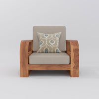 Solid Sheesham Wood Sofa Set, 1 Seater Sofa Set for Living Room, Curve Sofa Set, Solid Wood Sofa Set