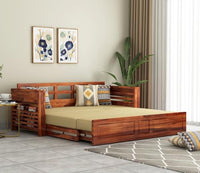 Sheesham Wood Foster 3 Seater Sofa Cum Bed for Living Room Three Seater Sofa Bed for Home Sofa Com Bed Sheesham Wood