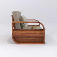 Solid Sheesham Wood Sofa Set, 2 Seater Sofa Set for Living Room, Curve Sofa Set, Solid Wood Sofa Set