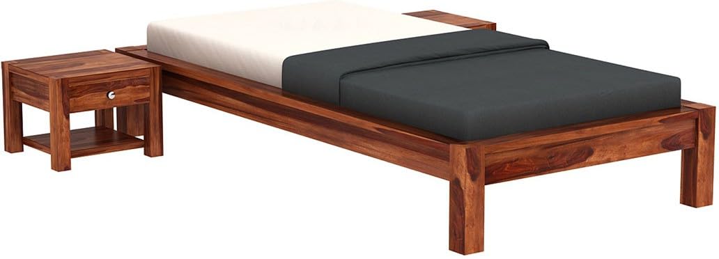 Solid Sheesham Wood Platform Low Height Single Size Bed Without Storage for Bedroom Living Room | Wooden Palang for Home & Hotel | Single Bed