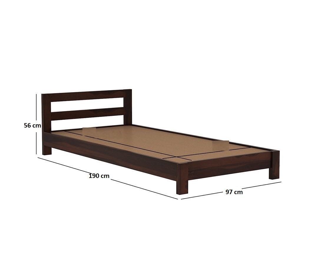 Solid Sheesham Wood Platform Low Height Single Size Bed Without Storage for Bedroom Living Room | Wooden Palang for Home & Hotel | Single Bed | Single Cot