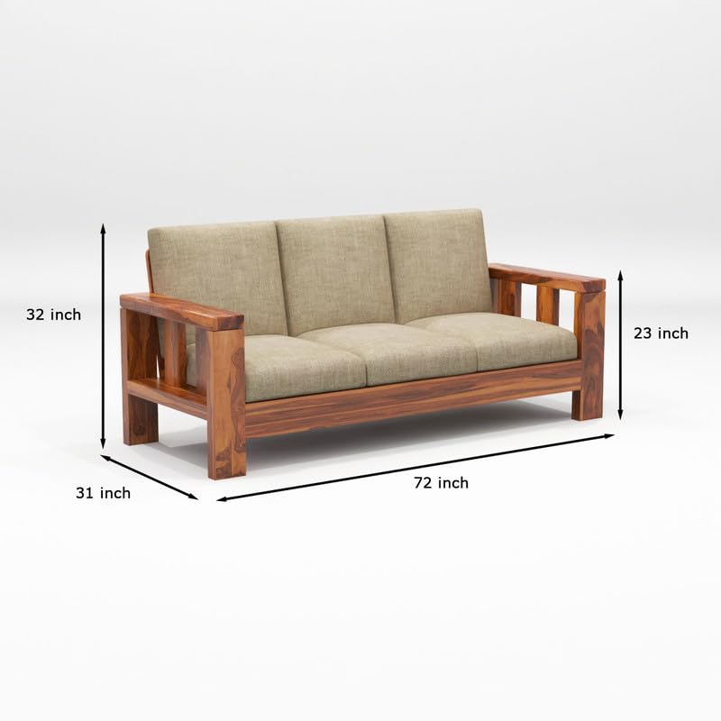 Solid Sheesham Wood 5 Seater Sofa Set for Living Room, 3+1+1 Seater Sofa Sets for Office & Lounge