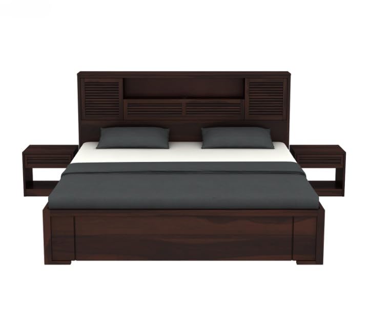 Solid sheesham Wood Wooden Queen Size Bed for Bedroom | Double cot Bed with Box & headboard Storage The Perfect Bed for The Modern Home