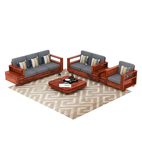 Solid Sheesham Wood 6 Seater Sofa Set for Living Room Furniture (3+2+1 Seater)