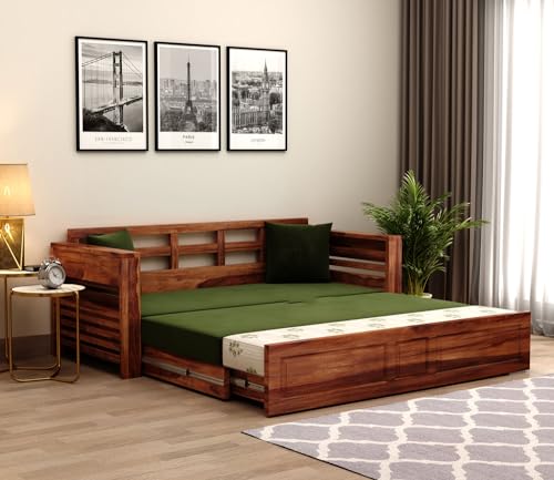 Sheesham Wood Foster 3 Seater Sofa Cum Bed for Living Room Three Seater Sofa Bed for Home Sofa Com Bed Sheesham Wood