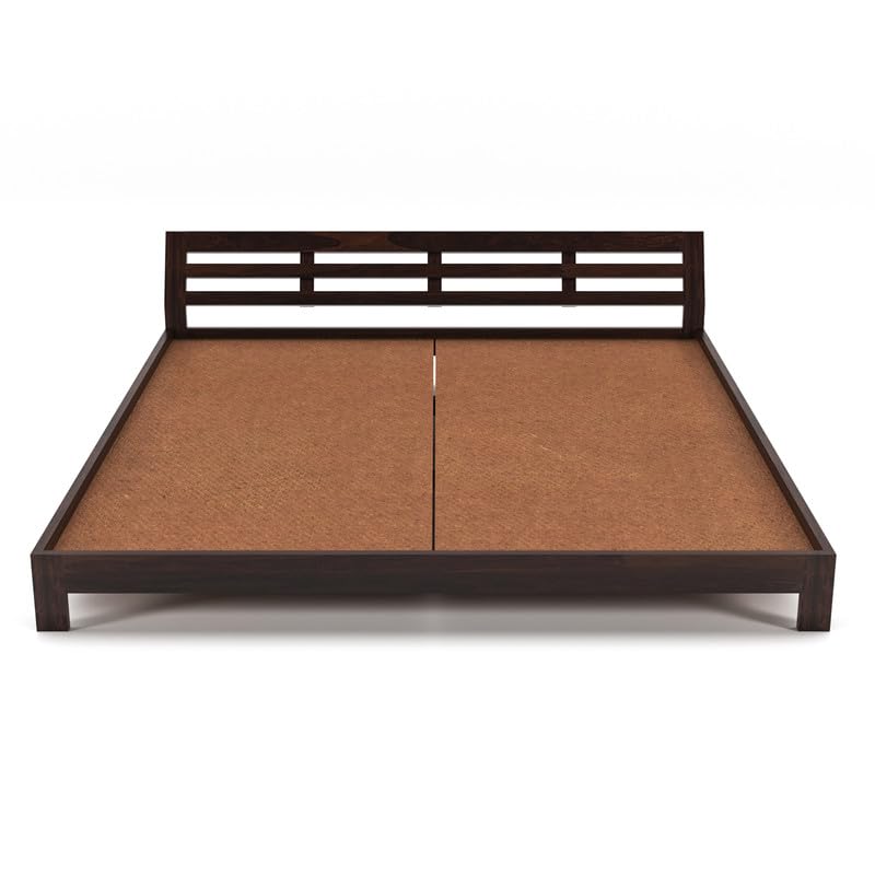 Solid Sheesham Wood Low Height Double Bed Without Storage for Bedroom, Living Room, Hotels Furniture