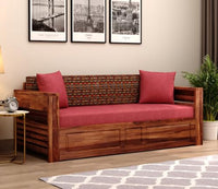 Sheesham Wood Foster 3 Seater Sofa Cum Bed for Living Room Three Seater Sofa Bed for Home Sofa Com Bed Sheesham Wood