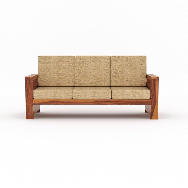 Solid Sheesham Wood 3 Seater Sofa Set for Living Room