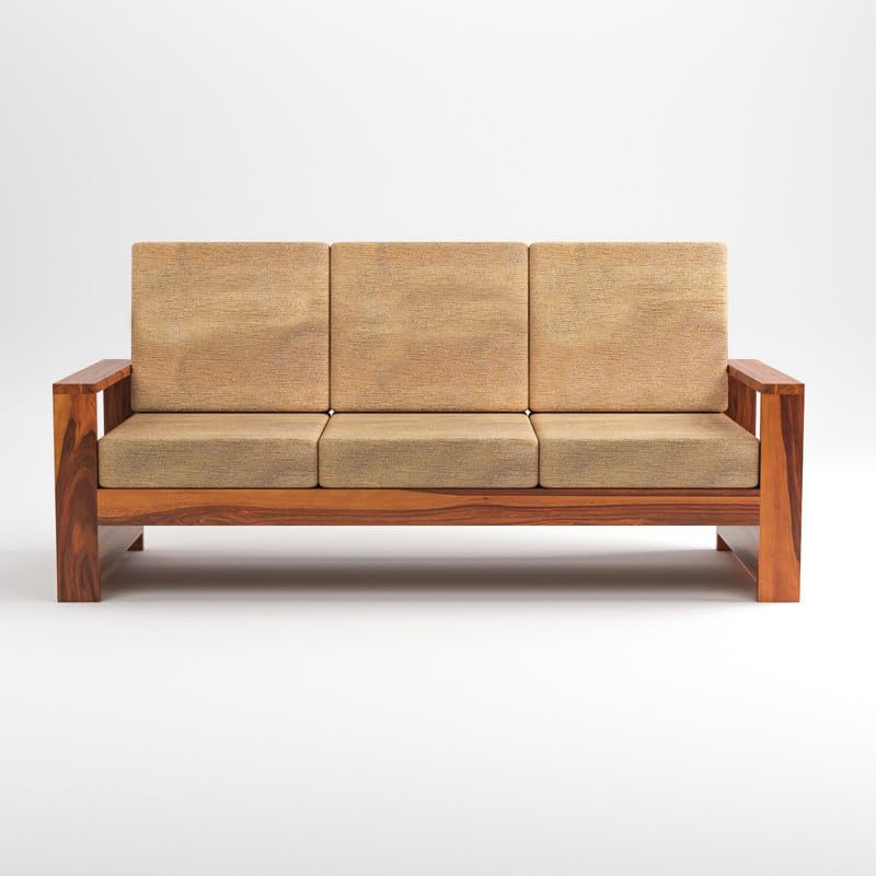 Solid Sheesham Wooden 3 Seater Sofa Set for Living Room