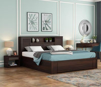 Solid sheesham Wood Wooden Queen Size Bed for Bedroom | Double cot Bed with Box & headboard Storage The Perfect Bed for The Modern Home