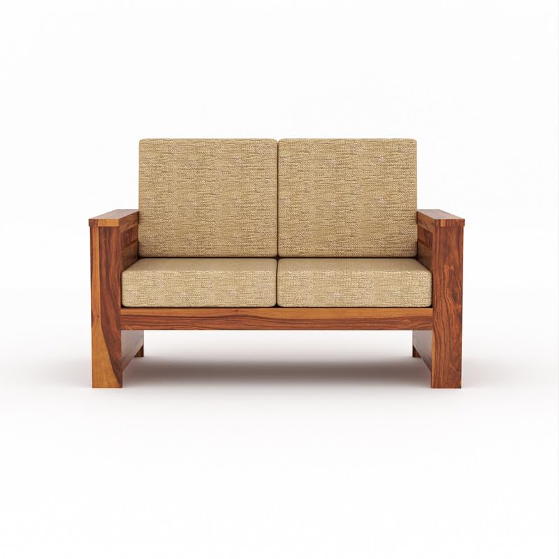 Solid Sheesham Wood 2 Seater Sofa Set for Living Room