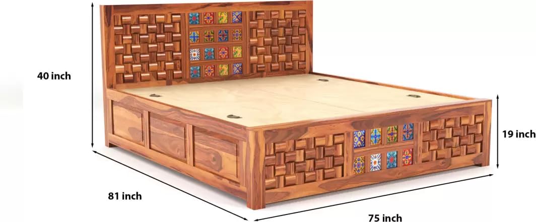 Solid Sheesham Wood King Size for Bedroom, Hotel | Double Bed with Box Storage Furniture for Bedroom|King Box Bed with Storage