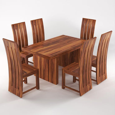 Solid Sheesham Wood Dining Room Sets 6 Seater Poster Dining Table with 6 Chairs for Dining Room, Living Room, Kitchen, Hotel, Restaurant, Cafeteria