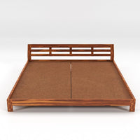 Solid Sheesham Wood Low Height Double Bed Without Storage for Bedroom, Living Room, Hotels Furniture