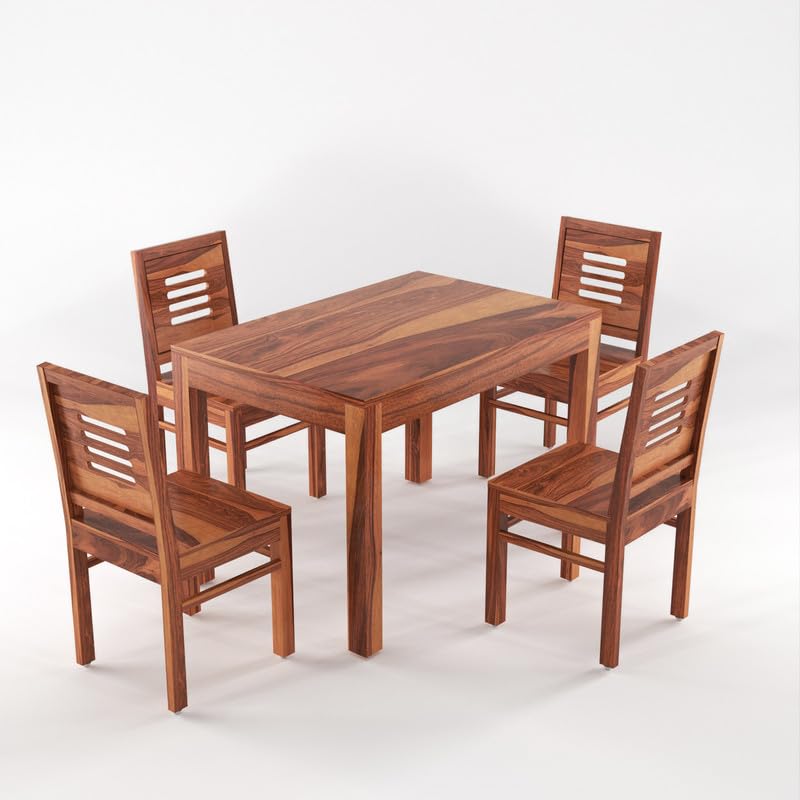 Solid Sheesham Wood Dining Room Sets 4 Seater Dining Table with 4 Chairs for Dining Room, Living Room, Kitchen, Hotel, Restaurant