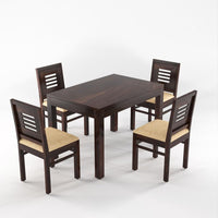 olid Sheesham Wood Dining Room Sets 4 Seater Dining Table with 4 Cushions Chairs for Dining Room, Living Room, Kitchen, Hotel, Restaurant