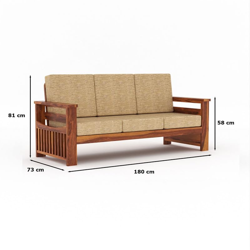 Solid Sheesham Wood 3 Seater Sofa Set for Living Room