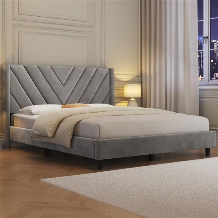 Engineeredwood Modern Upholstered King Size Bed for Bedroom | Upholestery Premium Fabric Cot for Home- 6.5 X 6 Ft Bed