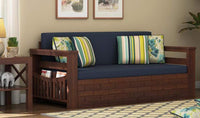 Solid Sheesham Wood Sofa Cum Bed Furniture Set With Storage And Cushions For Living Room Bedroom Drawing Hall