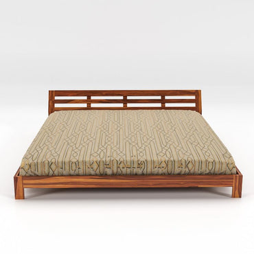 Solid Sheesham Wood Low Height Double Bed Without Storage for Bedroom, Living Room, Hotels Furniture