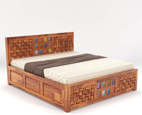 Solid Sheesham Wood King Size for Bedroom, Hotel | Double Bed with Box Storage Furniture for Bedroom|King Box Bed with Storage