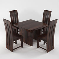 Solid Sheesham Wood Dining Room Sets 4 Seater Poster Dining Table with 4 Chairs for Dining Room, Living Room, Kitchen, Hotel, Restaurant, Cafeteria