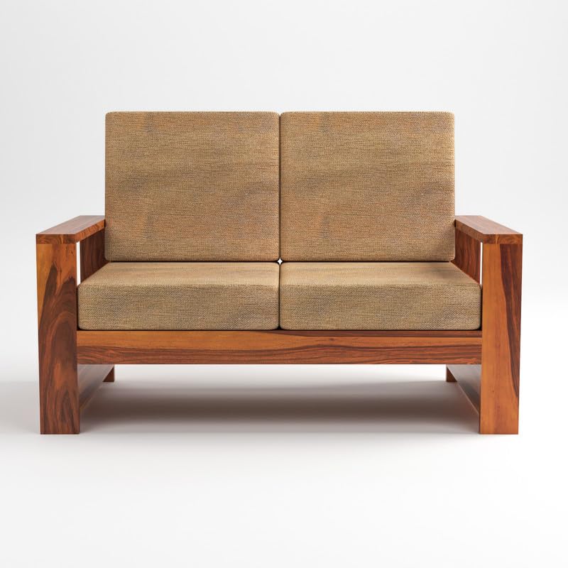 Solid Sheesham Wooden 2 Seater Sofa Set for Living Room