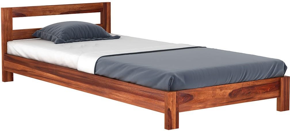 Solid Sheesham Wood Platform Low Height Single Size Bed Without Storage for Bedroom Living Room | Wooden Palang for Home & Hotel | Single Bed | Single Cot