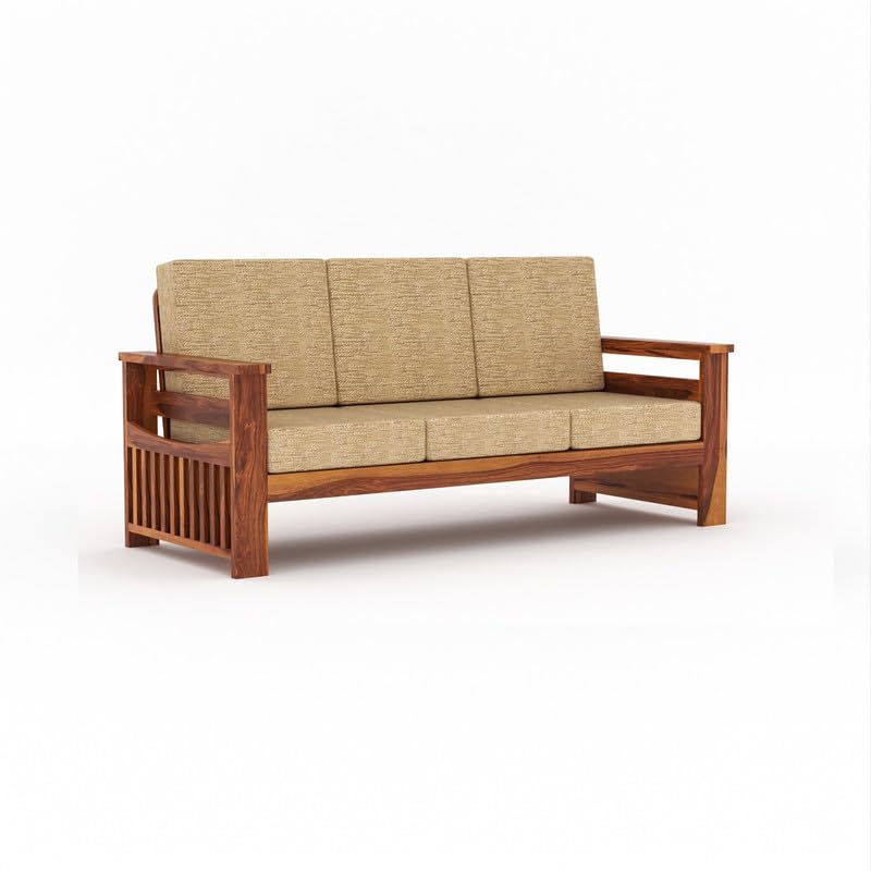 Solid Sheesham Wood 3 Seater Sofa Set for Living Room