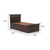 Solid Sheesham Wood Bedroom Furniture Single Bed with Storage Without Mattress for Bedroom, Living Room, Hotel, Guest Room