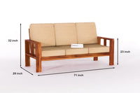 Solid sheesham Wooden 5 Seater Sofa Set for Living Room with Cream Cushions (3+2)