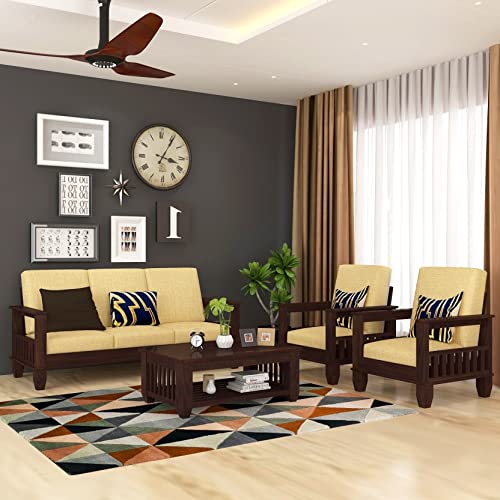 Wooden Solid Sheesham Wood 5 Seater Sofa Set | Five Seater Sofa for Office & Lounge | 3+1+1 Seater Sofa Sets for Home