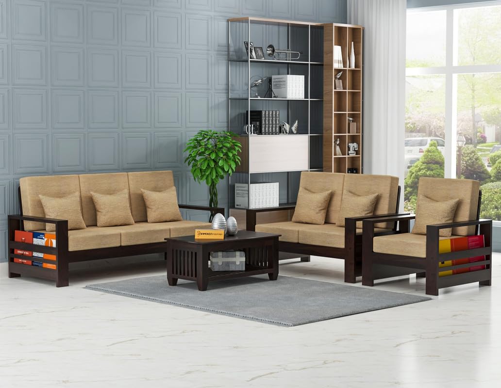 Solid Sheesham Wooden 6 Seater Sofa Set for Living Room, 3+2+1 Seater Sofa Sets for Office & Lounge, Home