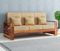 Solid Sheesham Wooden 3 Seater Sofa Set for Living Room