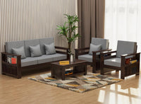 Solid Sheesham Wood 5 Seater Sofa Set for Living Room, 3+1+1 Seater Sofa Sets for Office & Lounge