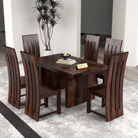 Solid Sheesham Wood Dining Room Sets 6 Seater Poster Dining Table with 6 Chairs for Dining Room, Living Room, Kitchen, Hotel, Restaurant, Cafeteria