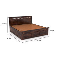 Sheesham Wood Armania King Size Bed with Box Storage for Bedroom Living Room Wooden Double Bed Palang