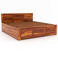 Solid Sheesham Wood King Size Bed with Box Storage for Bedroom Furniture Wooden Palang for Living Room Furniture