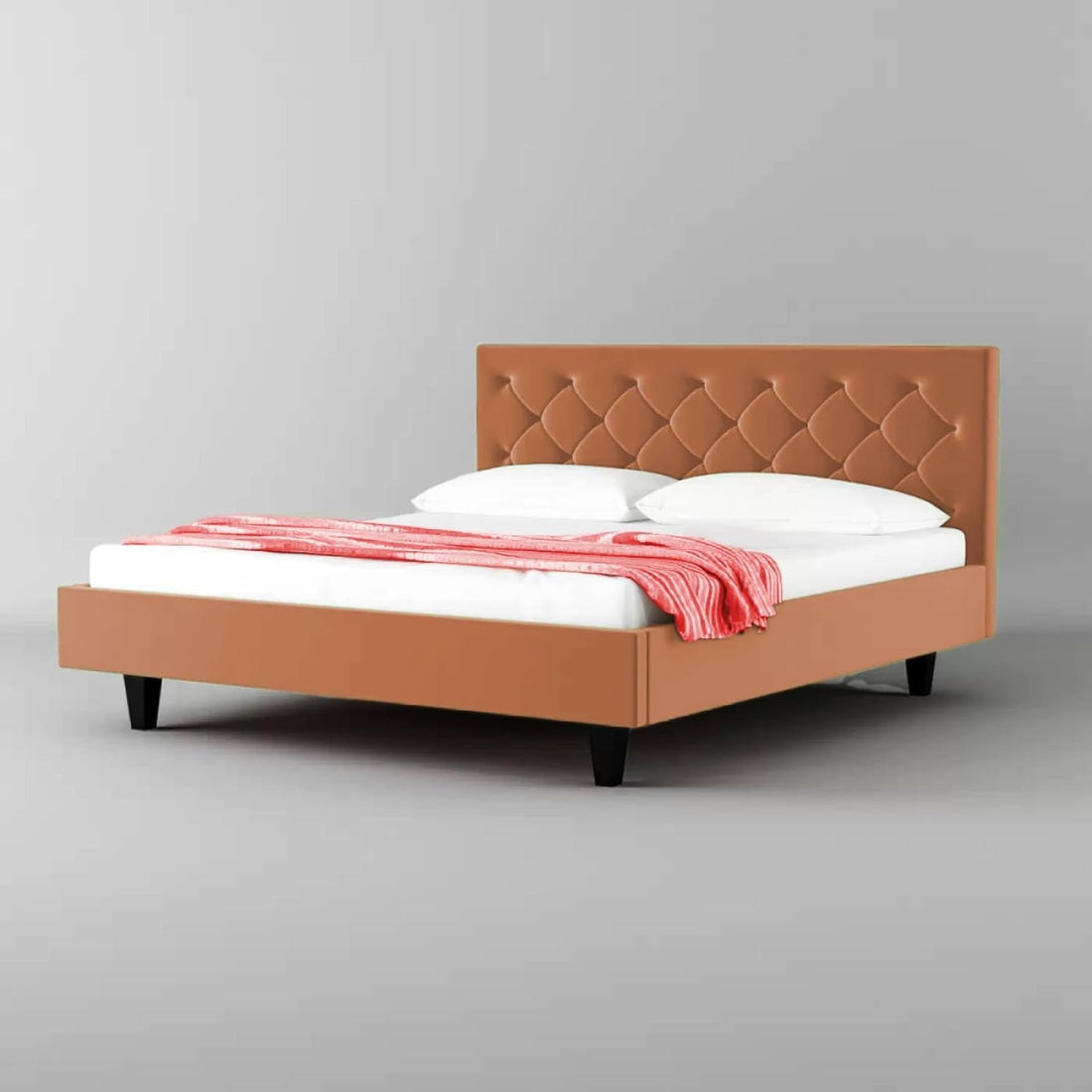 Comfy Fabric Queen Size Bed with Button Tufted Headboard for Bedroom, Engineered Wood Queen Bed (Delivery Condition -DIY) (Queen)